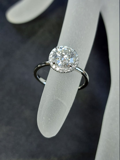 2Ct Round Cut Moissanite Engagement Ring,14K Rose Gold Ring, Halo Round Cut Ring, Wedding Ring, Bridal Ring