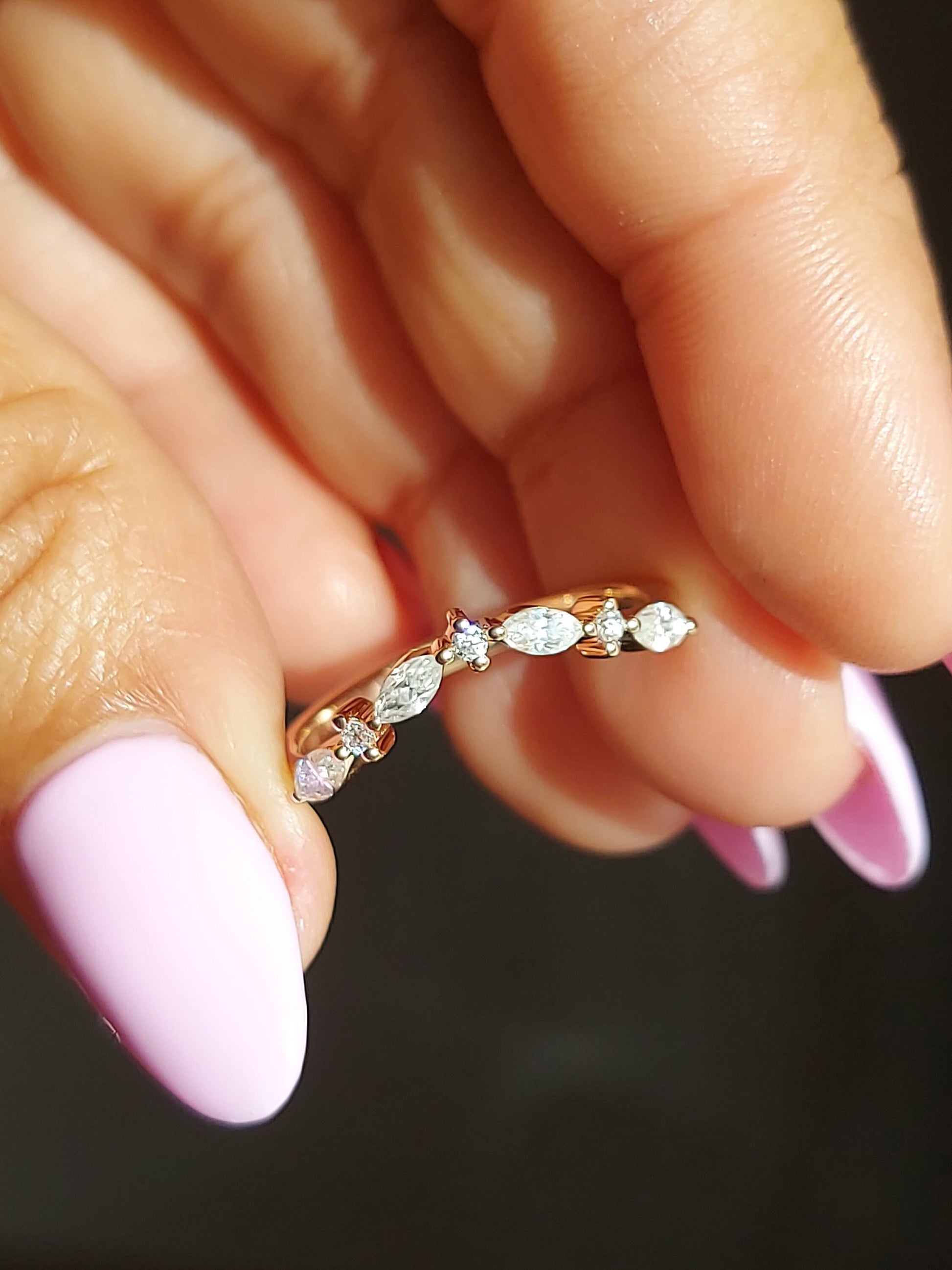 Marquise Moissanite Stacking Ring
