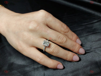 0.7 Ct IGI Certified Radiant Lab Diamond Halo Engagement Ring