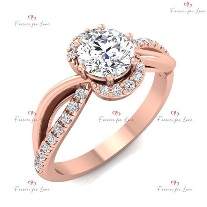 Round Natural Diamond Solitaire Engagement Ring