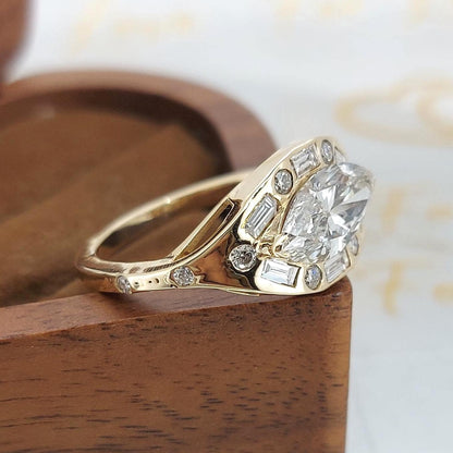 2ct East to West Setting Marquise Engagement Ring Genuine Lab Grown Diamond Ring Anniversary Ring Gift Unique Proposal Ring for Her