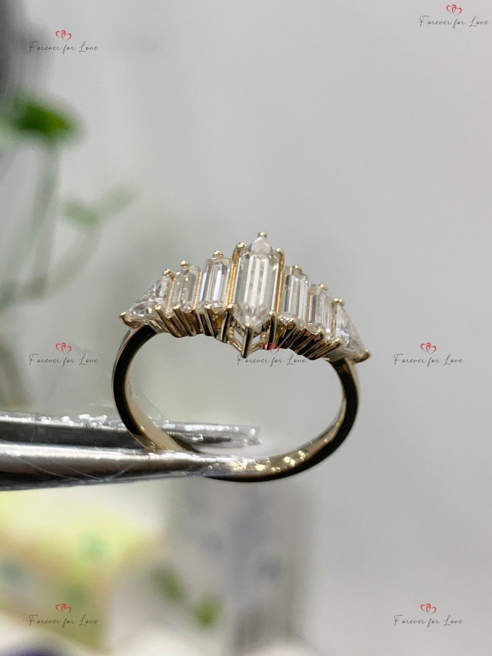 Baguette Moissanite Engagement Ring