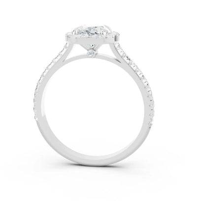 Oval Diamond Engagement Ring with Single Halo and Pave Band Forever For Love