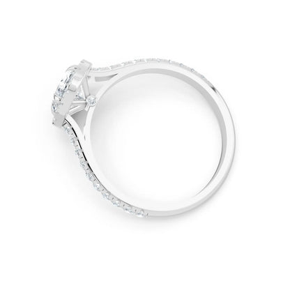 Oval Diamond Engagement Ring with Single Halo and Pave Band Forever For Love