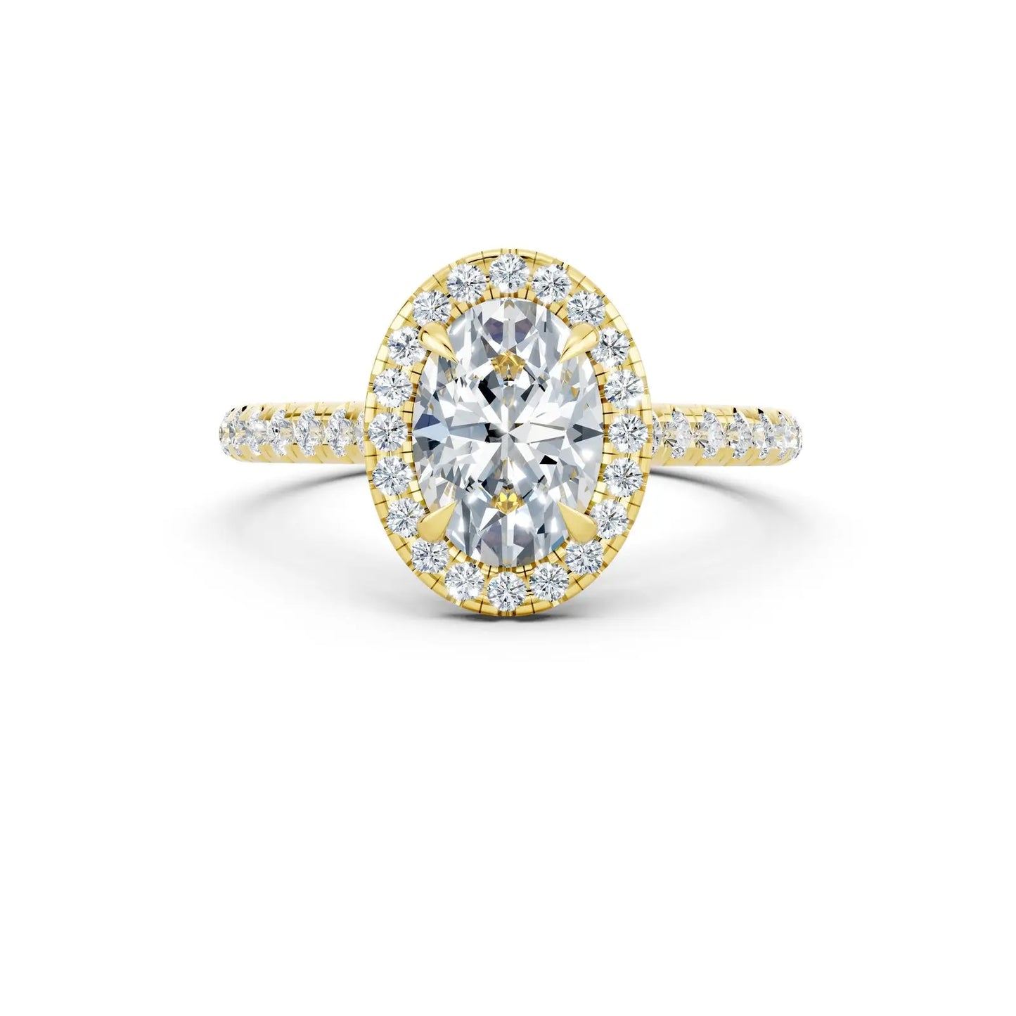 Oval Diamond Engagement Ring with Single Halo and Pave Band Forever For Love