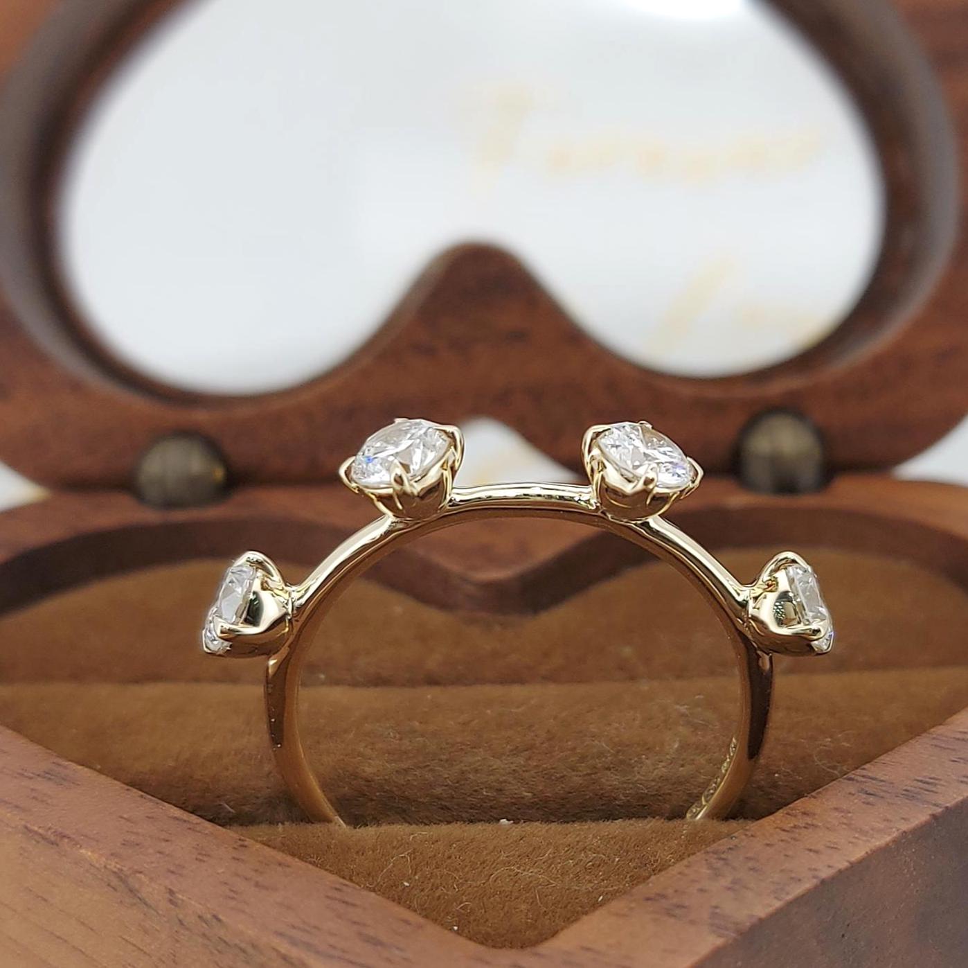 Round Lab Diamond Band Round cut Moissanite Brilliant Cut engagement ring in 935 Argentium Silver — custom handcrafted by Forever For Love