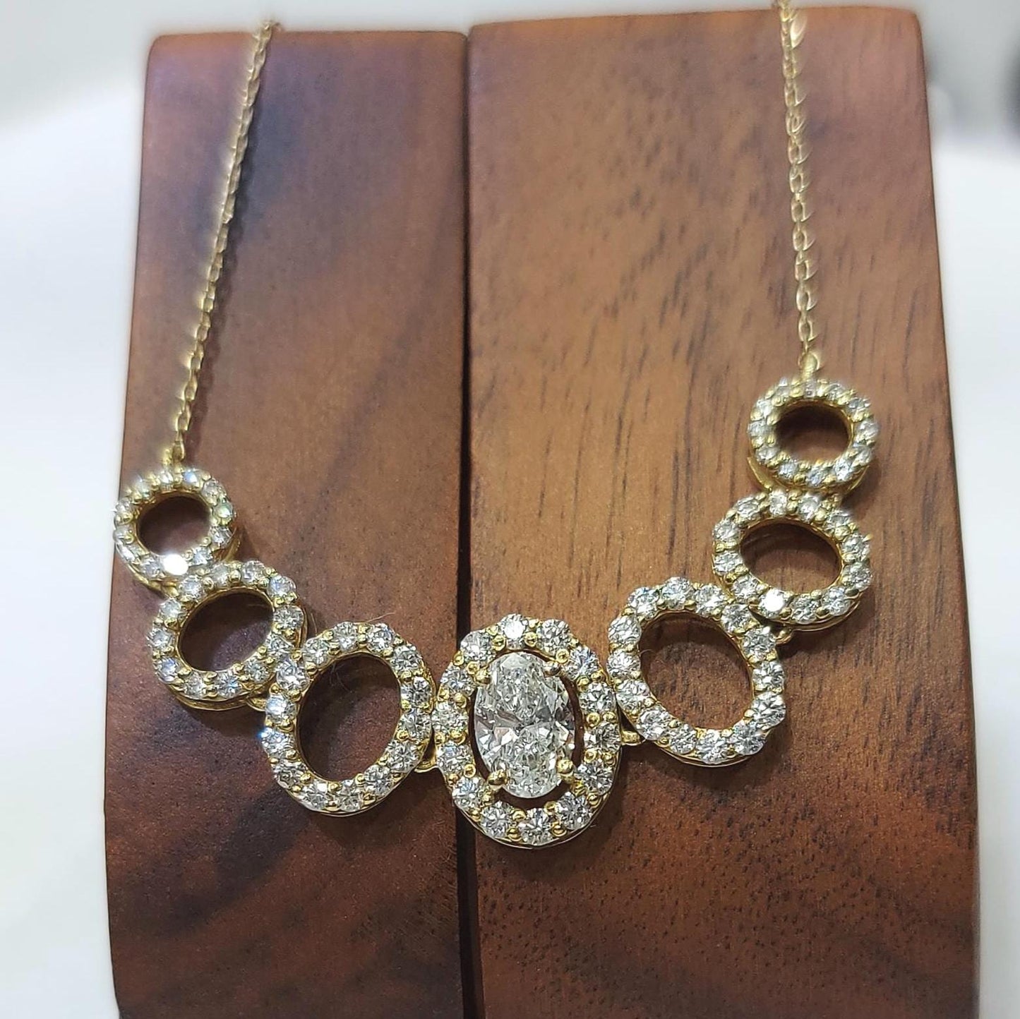 Oval and Round Shaped Lab Diamond Necklace, Diamond Necklace, Solid Gold Jewelry, Lab Grown Diamond, Classic Wedding Necklace ,Gift for Her Moissanite engagement ring in Gold or Platinum — custom handcrafted by Forever For Love