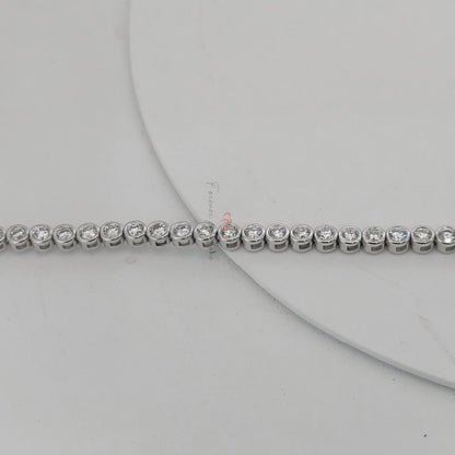 14K Diamant Tennis Armband mit Lünette, rundes Tennisarmband aus Weißgold, im Labor gezüchtetes Armband, wunderschönes Armband mit weißen Diamanten, rundes Armband.