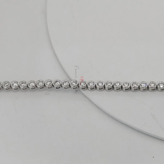 14K Diamond Tennis Bezel Bracelet, White Gold Round Tennis Bracelet, Lab Grown Bracelet, Beautiful White Diamond Bracelet, Round Bracelet.