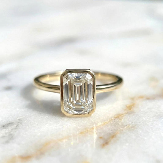 3 Ct Emerald Lab Diamond, Emerald Solitaire Engagement Ring