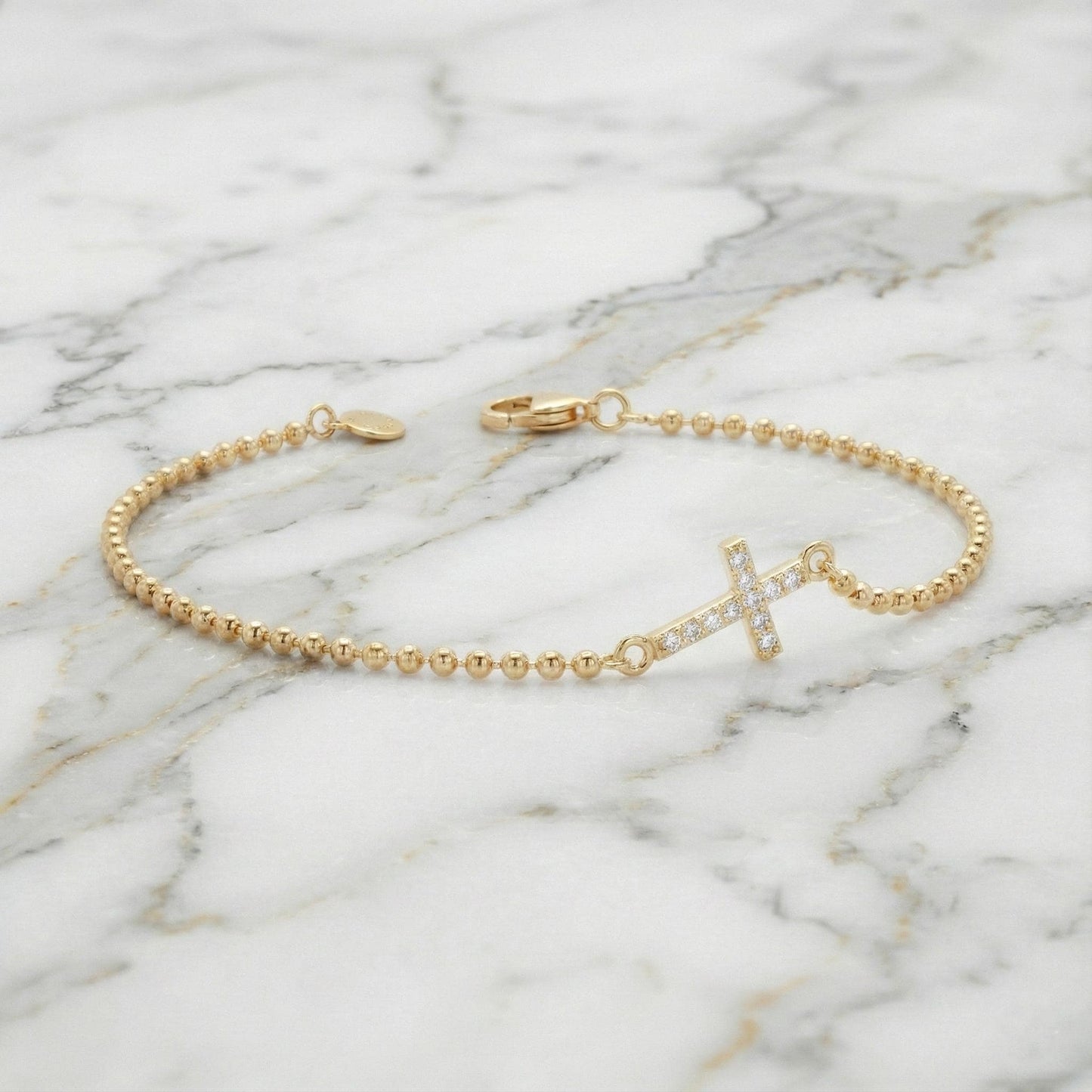 14k Gold Diamant Kleines Armband, Zartes Kreuzarmband, Massive Kugelkette, Christlicher Schmuck, Massivgold, Zartes Armband, Geschenk für Sie Moissanite engagement ring in Gold or Platinum — custom handcrafted by Forever For Love