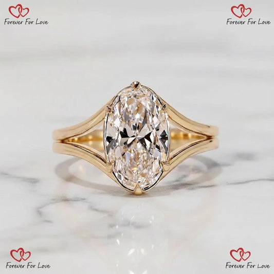 3 Ct Oval Lab Diamond Engagement Ring