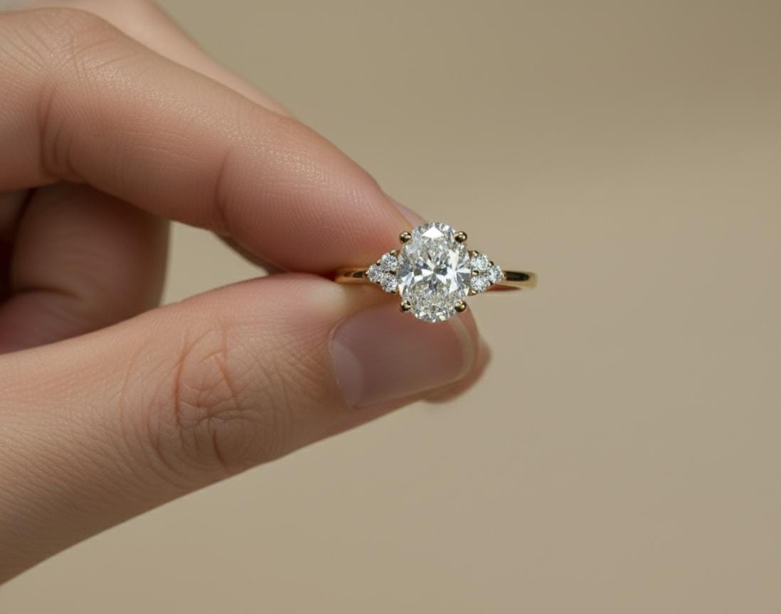 Oval Diamond, Moissanite Engagement Ring
