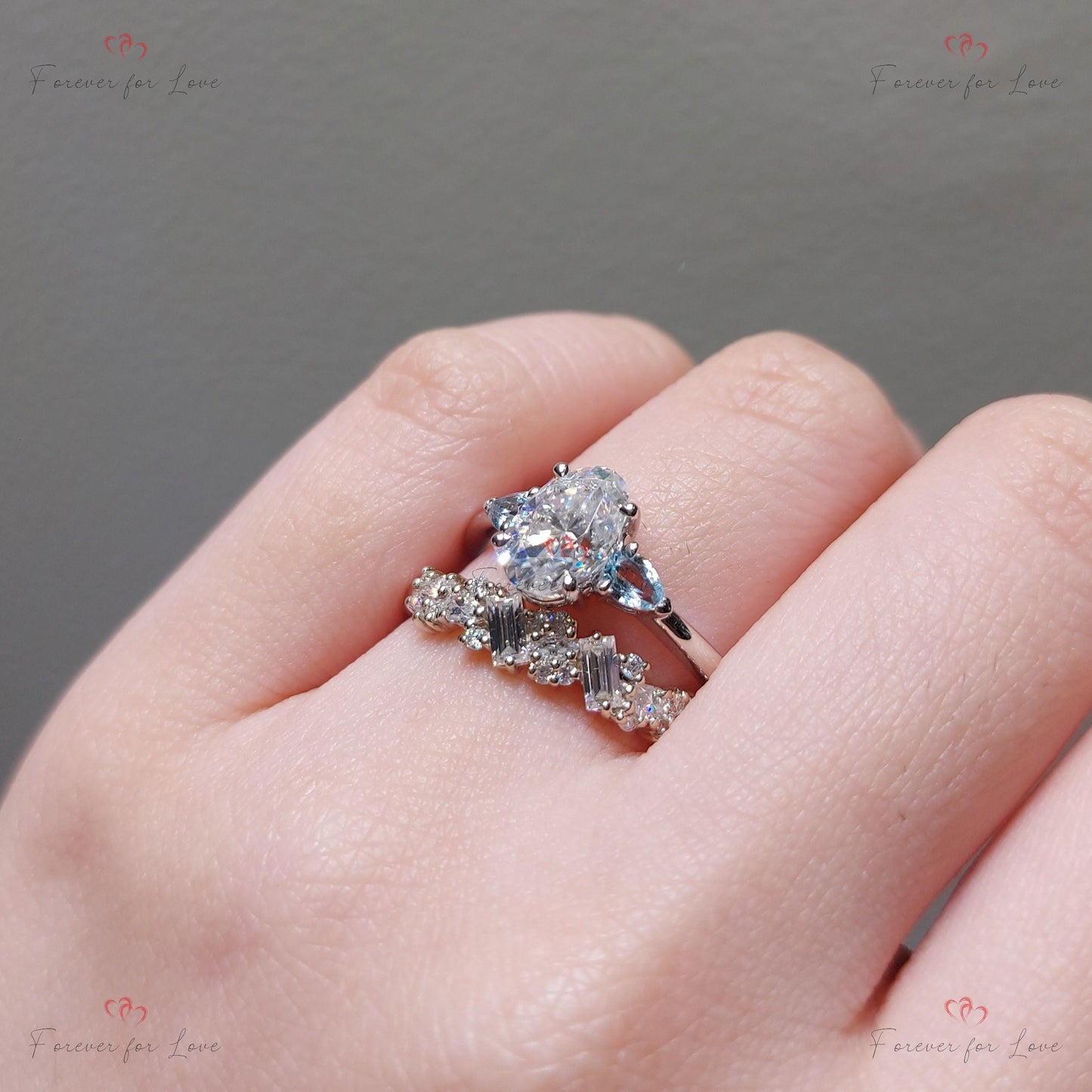 Marquise Diamant Stapelring Marquise cut Moissanite engagement ring in 935 Argentium Silber — custom handcrafted by Forever For Love
