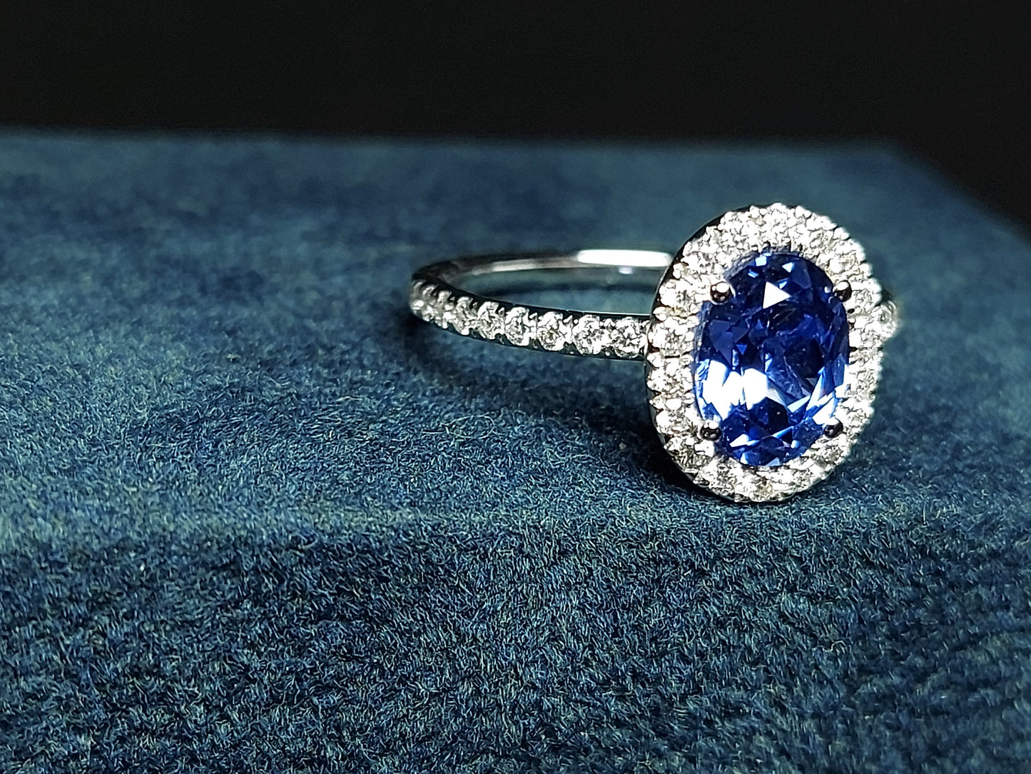 2 Ct Oval Natural Sapphire Engagement Ring Oval cut 1Ct Natural Sapphire engagement ring in 935 Argentium Silver — custom handcrafted by Forever For Love