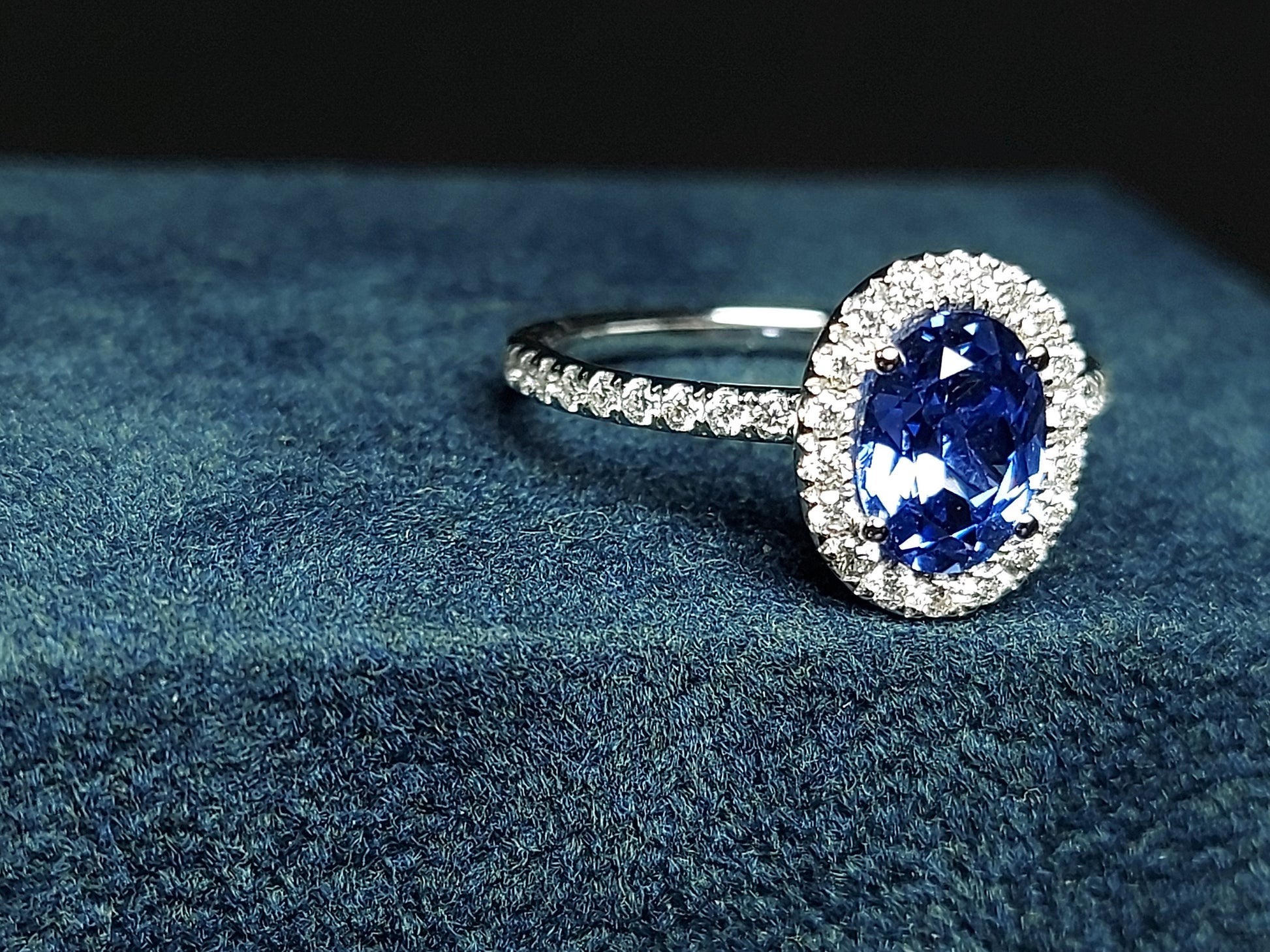 2 Ct Oval Blue Diamond, Sapphire Engagement Ring