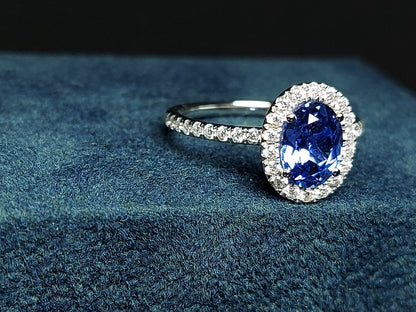 2 Ct Oval Blue Diamond, Sapphire Engagement Ring
