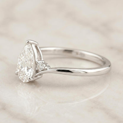 14k Solid Gold Pear Shaped Engagement Ring Pear Diamond Ring Lab Grown Diamond Ring Pear Ring for Anniversary Gift Solid Gold Ring