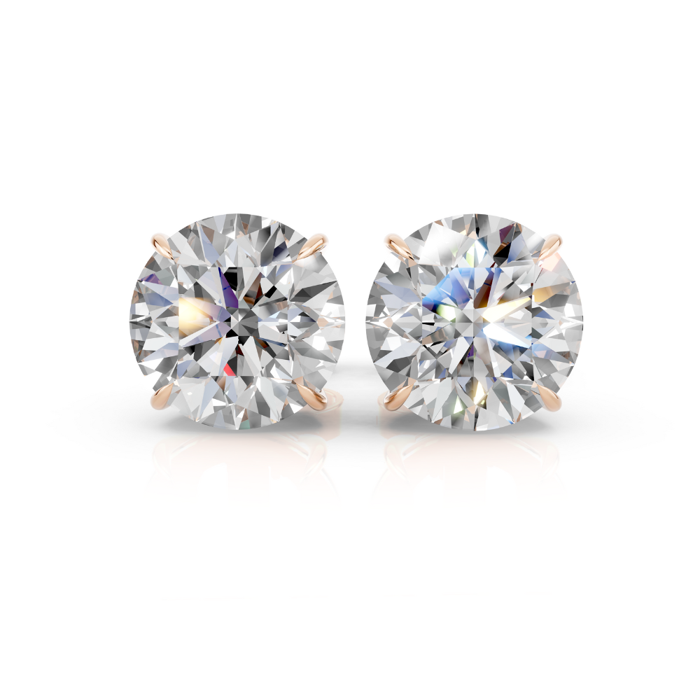 Round Cut Diamond Stud Earrings 1 Ct engagement ring in 10K Solid Gold — custom handcrafted by Forever For Love