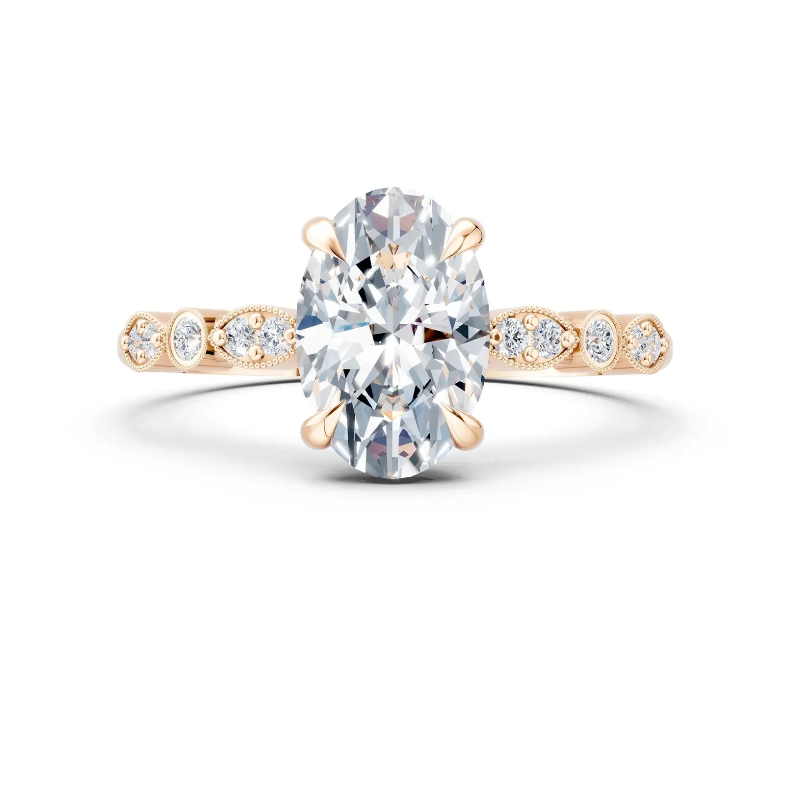 Oval Fancy Pave Diamond Engagement Ring Forever For Love