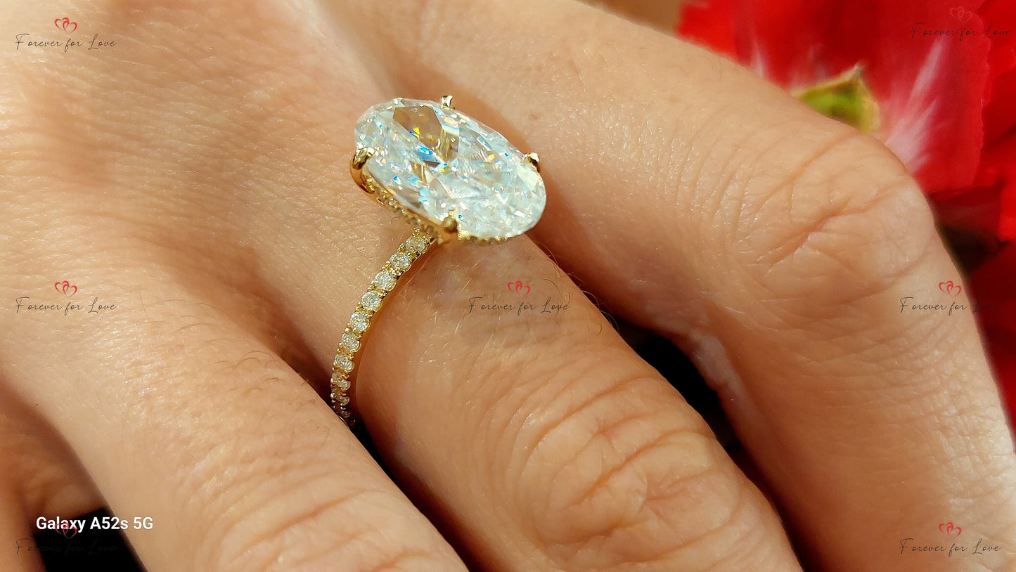 5 Ct Oval Lab Diamond VS Clarity Solitaire Ring Oval cut 1Ct Moissanite Brilliant Cut engagement ring in 935 Argentium Silver — custom handcrafted by Forever For Love