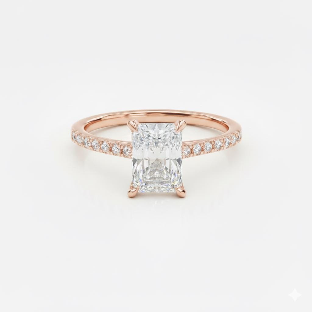 2 Karat Moissanit Solitär Verlobungsring Strahlend cut Moissanite engagement ring in 935er Argentium Silber — custom handcrafted by Forever For Love