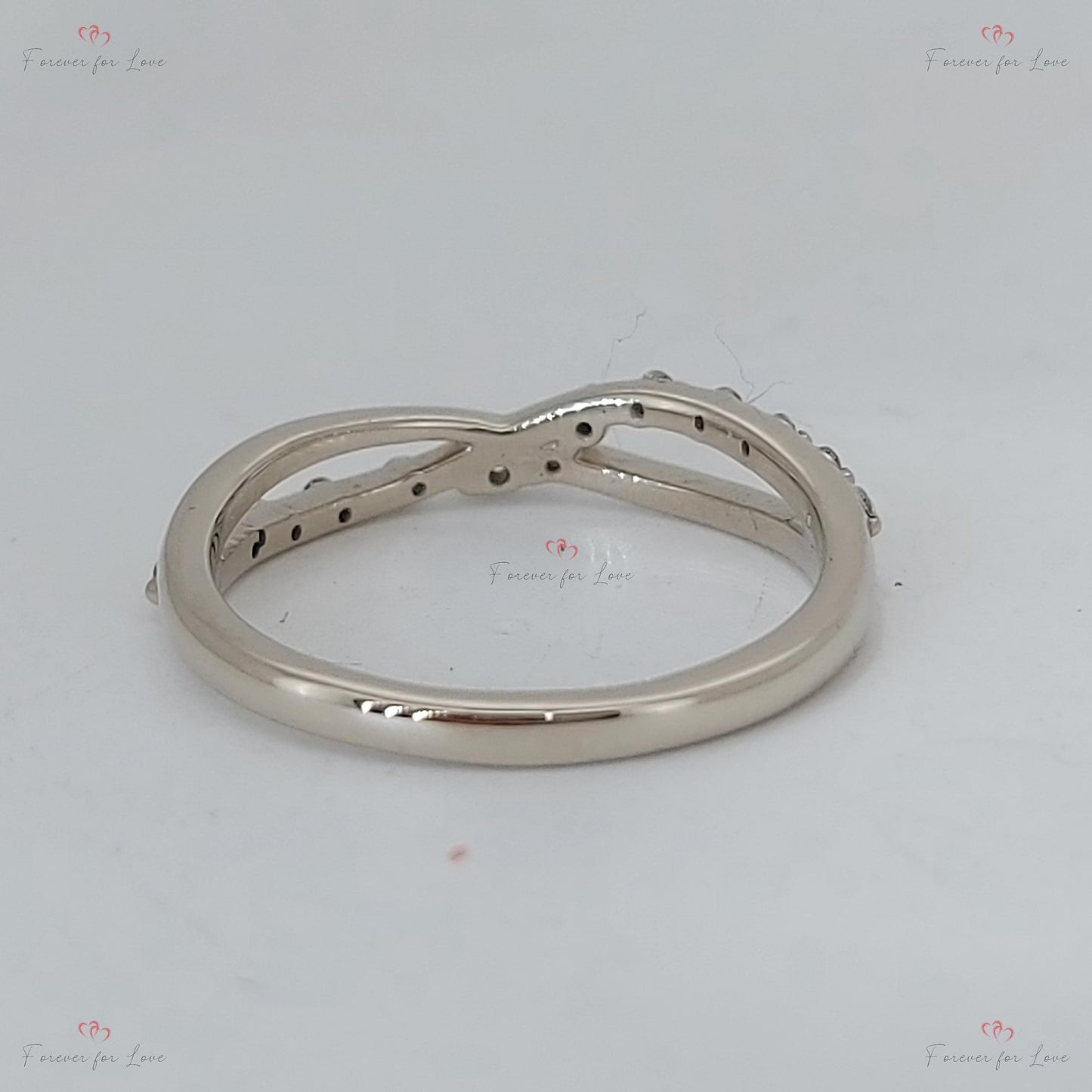 Diamond Eternity Wedding Band Round cut Moissanite Brilliant Cut engagement ring in 935 Argentium Silver — custom handcrafted by Forever For Love