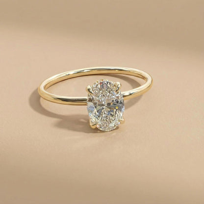 2 Ct IGI Certified Oval Lab Diamond Hidden Halo Engagement Ring