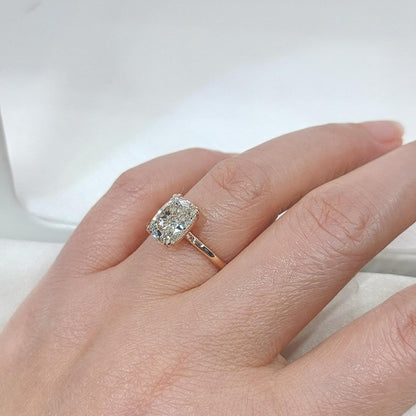 2.0 Ct IGI Certified Cushion Lab Diamond Hidden Halo Engagement Ring