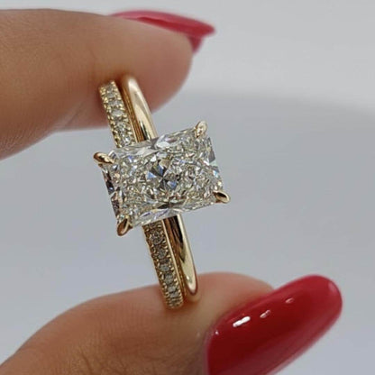2.5 Ct IGI Certified Radiant Lab Diamond Halo Ring