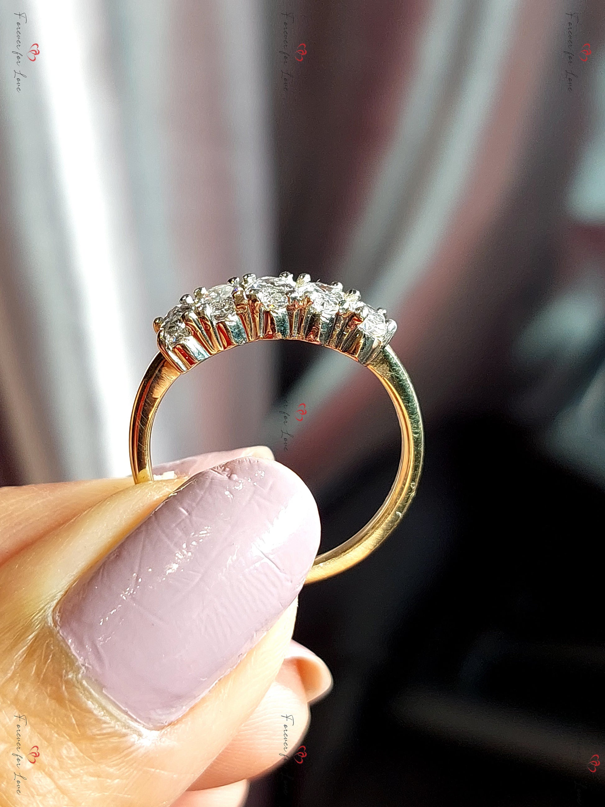 Oval Lab Diamond Half Eternity Band