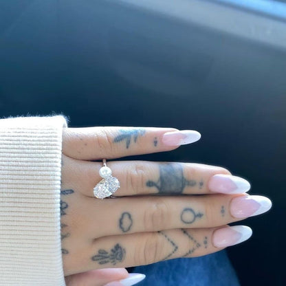 Oval Cut Moissanite Engagement Ring, 3Ct Crushed ice Oval 11*7mm engagement ring, Pearl & Diamond ring, Ariana Grande's Ring.
