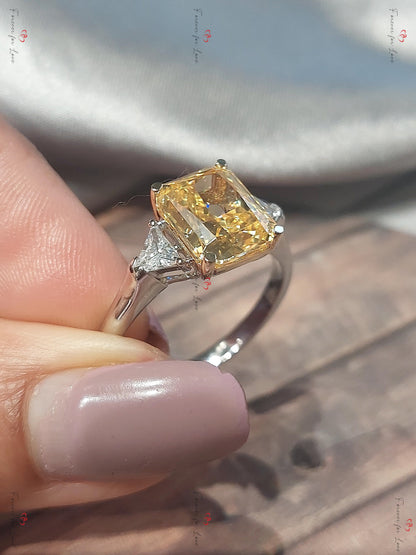 4 Ct Cushion Lab Diamond Three Stone Engagement Ring
