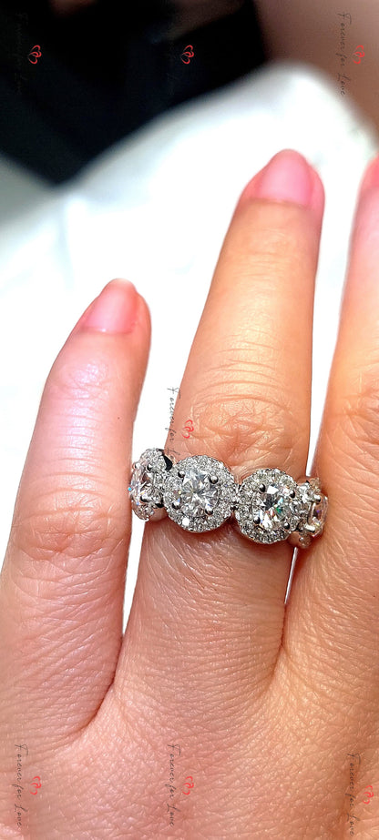 Round Lab Diamond Halo Ring