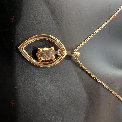 Oval diamond Necklace, 10K Rose  Gold, Dainty Minimalist Oval Pendant, Real Diamond Womens Necklace, Special Gift For Her.