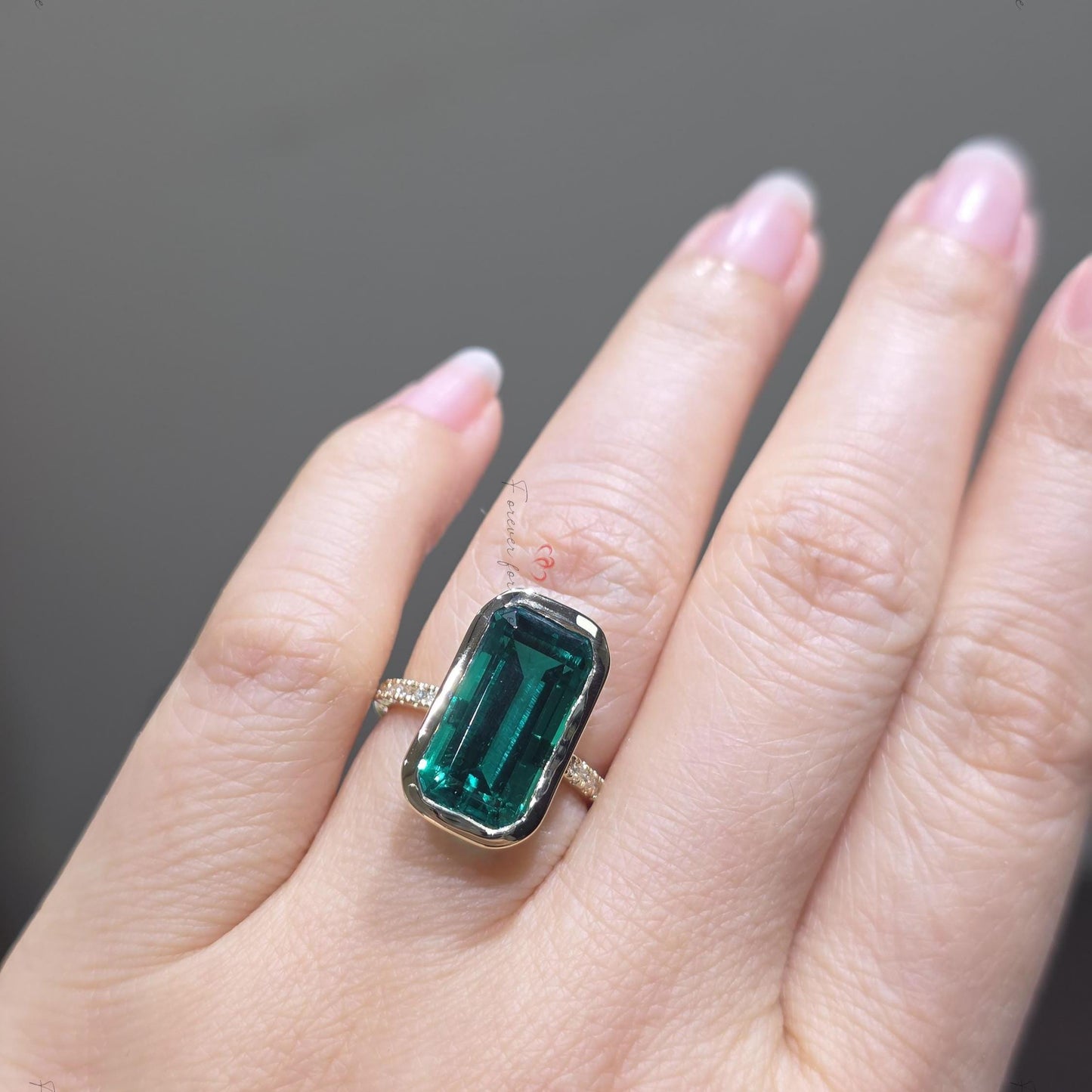 Marquise Diamond, Emerald Engagement Ring Marquise cut Moissanite engagement ring in Gold or Platinum — custom handcrafted by Forever For Love
