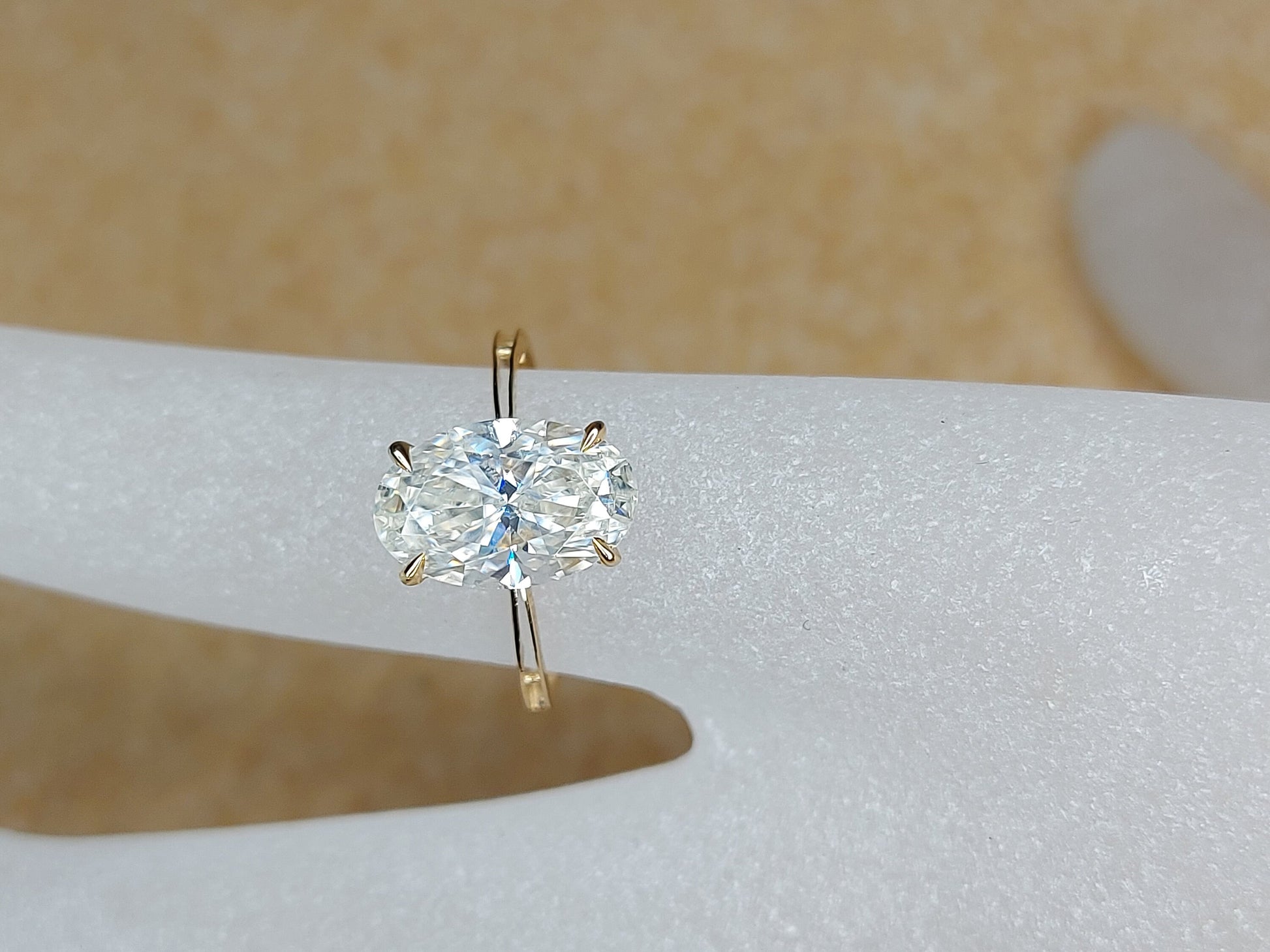 3 Ct Oval Diamond, Moissanite Halo Engagement Ring