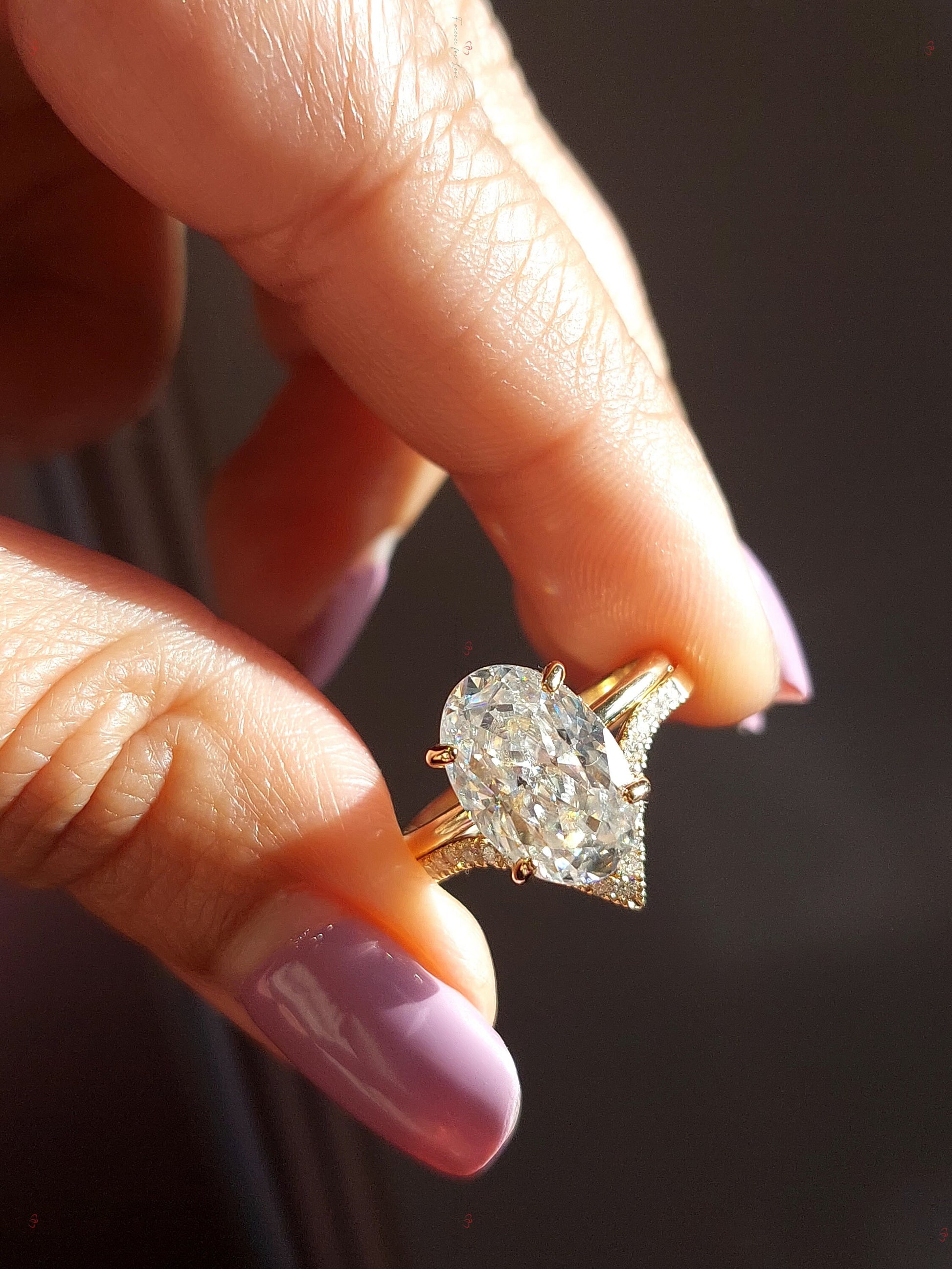 4 Ct Oval Diamond, Moissanite Hidden Halo Engagement Ring