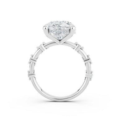 Oval Diamond Engagement Ring with Floating Pave Halo Forever For Love