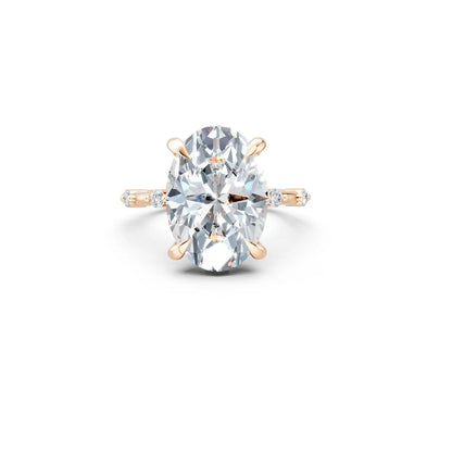 Oval Diamond Engagement Ring with Floating Pave Halo Forever For Love