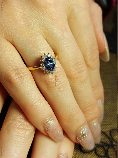 Oval Blue Diamond, Sapphire Engagement Ring