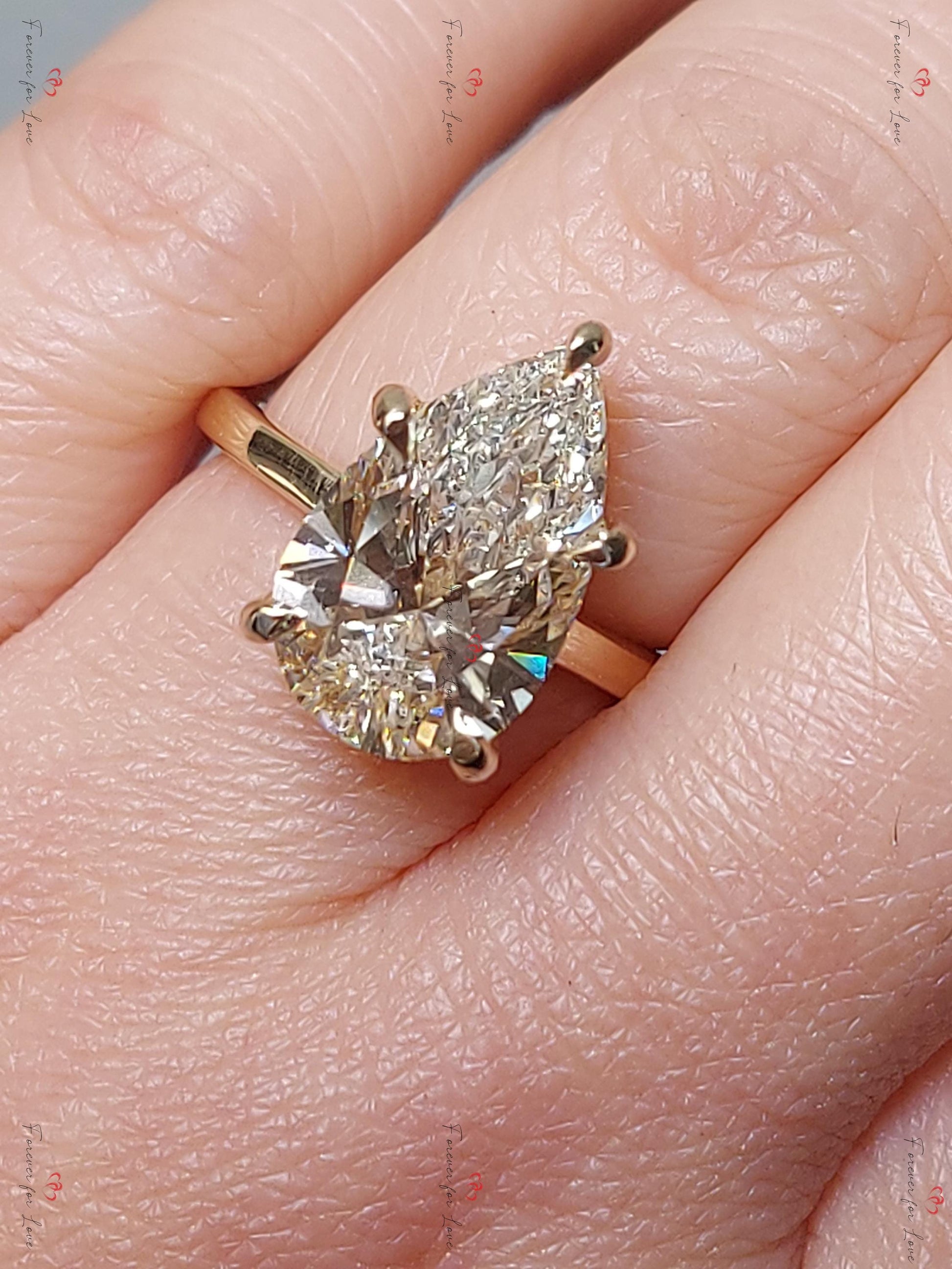 5 Ct Pear Lab Diamond Solitaire Engagement Ring