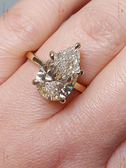 5 Ct Pear Lab Diamond Solitaire Engagement Ring