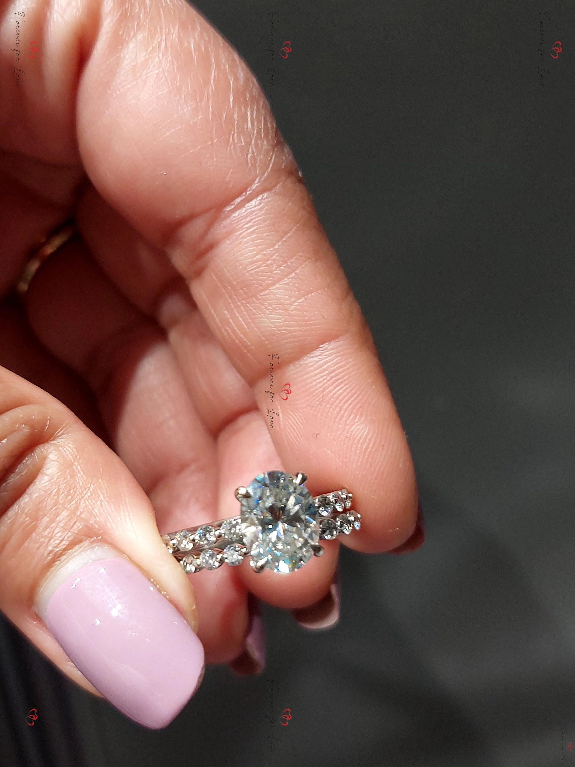 2Ct Oval Cut Wedding Set in white Gold, Crushed Ice Oval Bridal Set, Moissanite Oval Cut Bridal Set, Moissanite bridal Set.