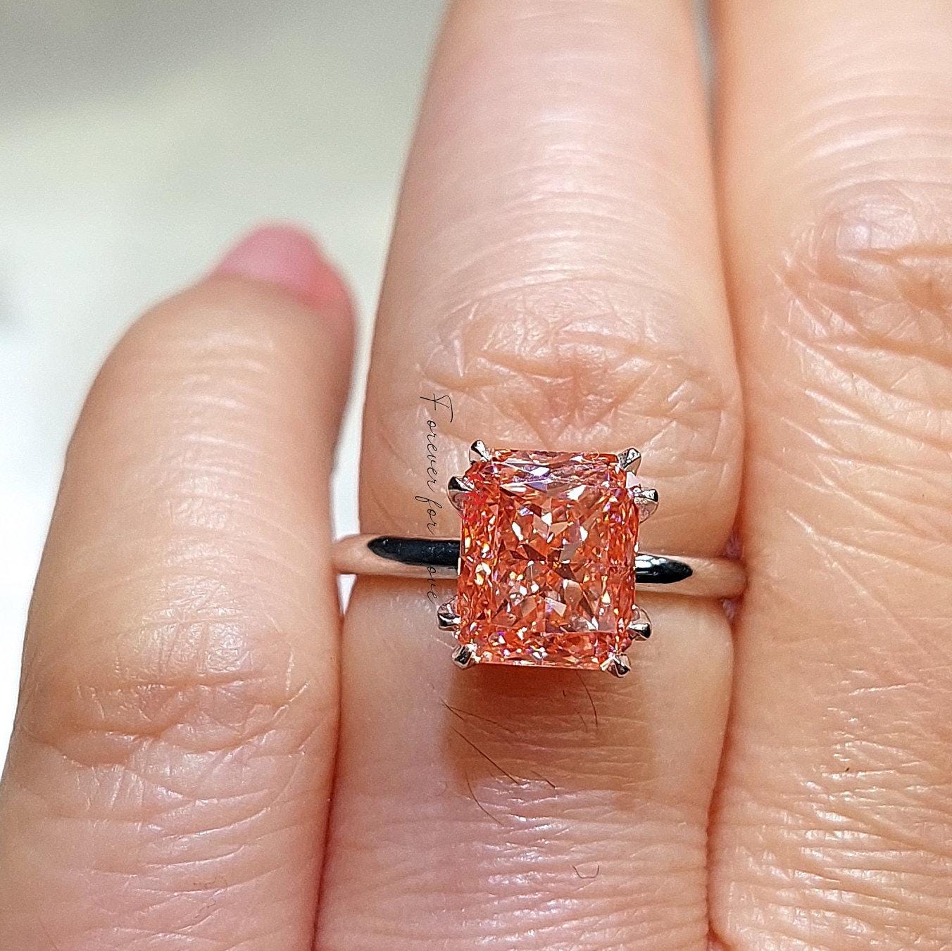 3 Ct Cushion Pink Lab Diamond Engagement Ring