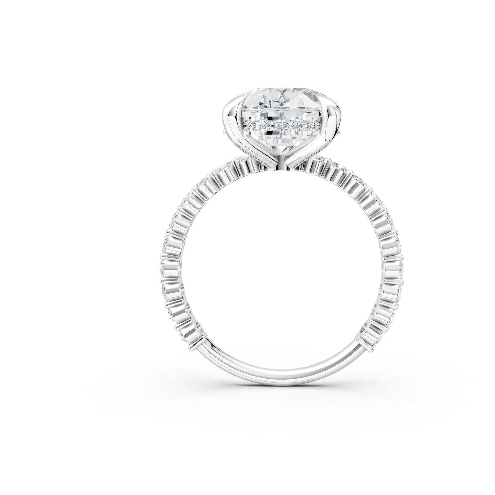 Oval Diamond Hidden Halo Ring with Chunky Pave Band Forever For Love