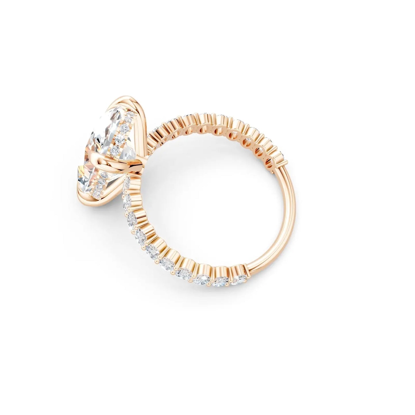 Oval Diamond Hidden Halo Ring with Chunky Pave Band Forever For Love