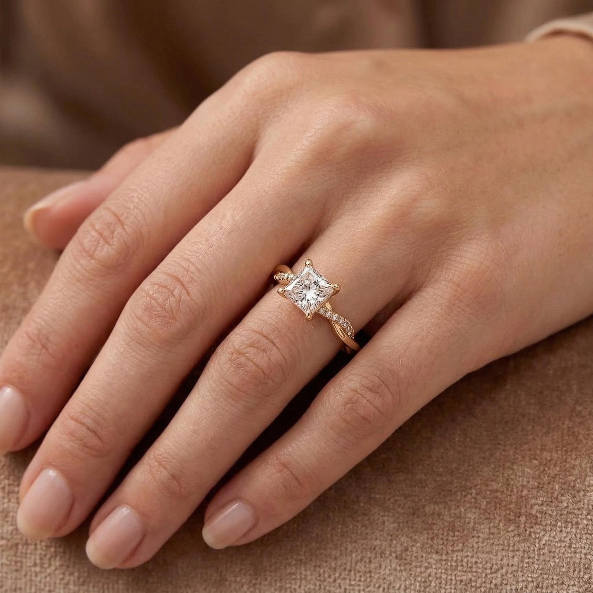 1.6 Ct Princess Lab Diamond Engagement Ring