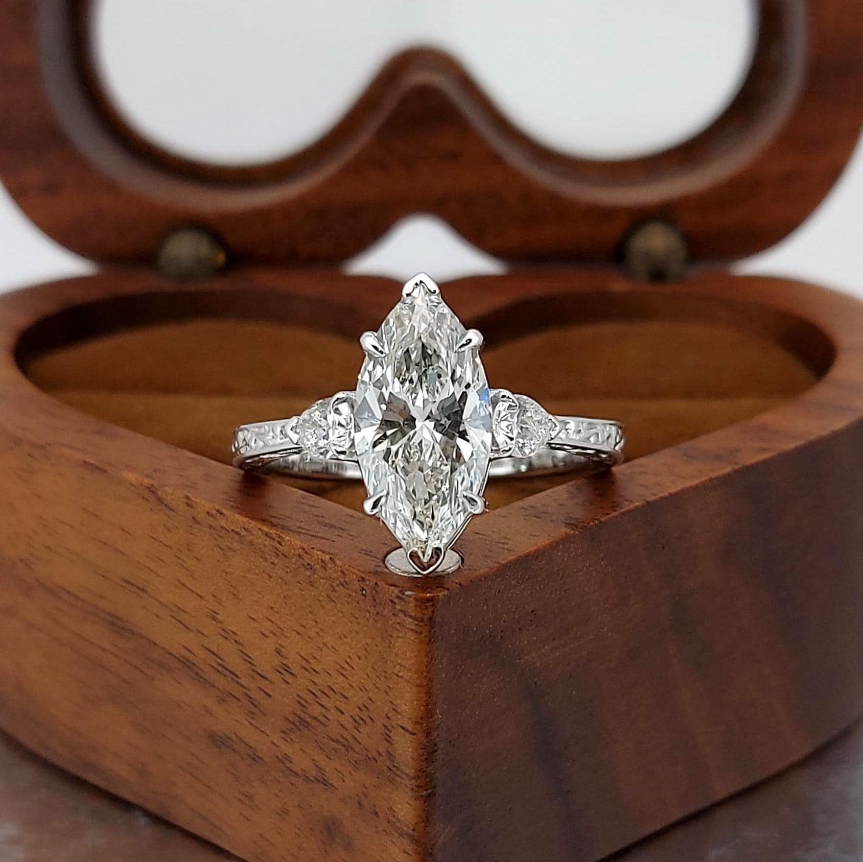 IGI Certified Marquise Lab Diamond Engagement Ring
