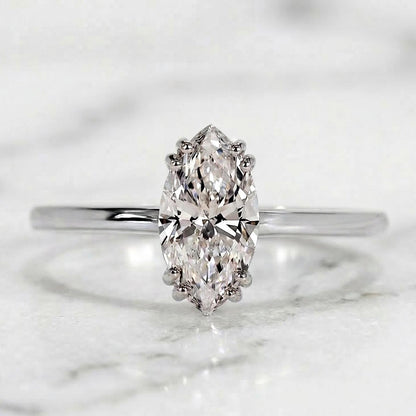 Marquise Lab Diamond Solitaire Engagement Ring
